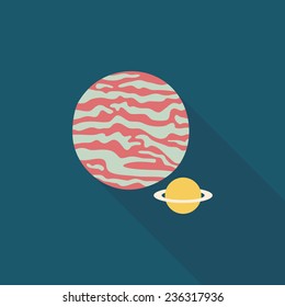 Space planet flat icon with long shadow,eps10