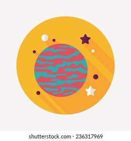 Space planet flat icon with long shadow,eps10