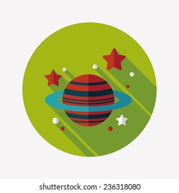 Space planet flat icon with long shadow,eps10
