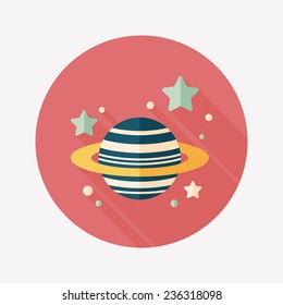 Space planet flat icon with long shadow,eps10