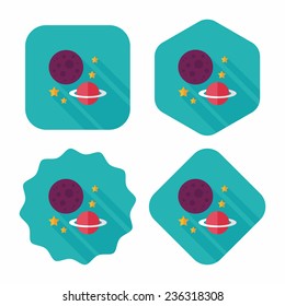 Space planet flat icon with long shadow,eps10