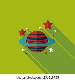 Space planet flat icon with long shadow,eps10