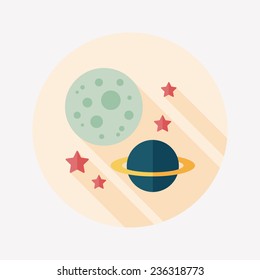 Space planet flat icon with long shadow,eps10