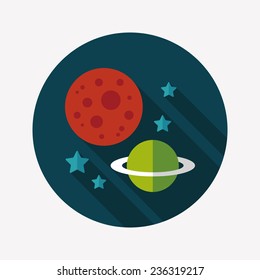 Space planet flat icon with long shadow,eps10