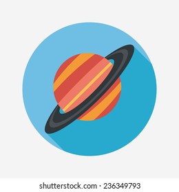 Space planet flat icon with long shadow,eps10