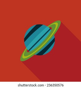 Space planet flat icon with long shadow,eps10