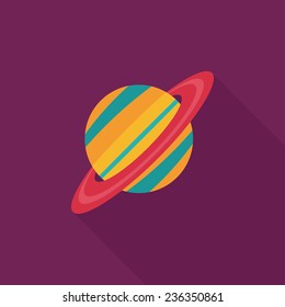 Space planet flat icon with long shadow,eps10