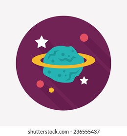 Space planet flat icon with long shadow,eps10