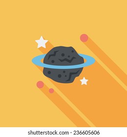 Space planet flat icon with long shadow,eps10