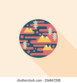 Space planet flat icon with long shadow,eps10