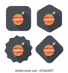 Space planet flat icon with long shadow,eps10