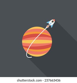 Space planet flat icon with long shadow,eps10