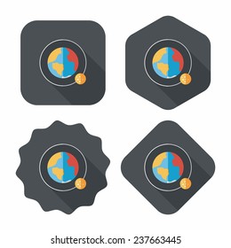 Space planet flat icon with long shadow,eps10
