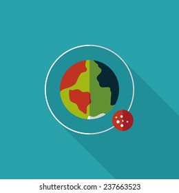 Space planet flat icon with long shadow,eps10