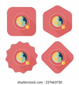 Space planet flat icon with long shadow,eps10