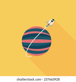 Space planet flat icon with long shadow,eps10