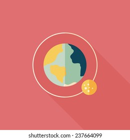 Space planet flat icon with long shadow,eps10