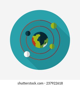Space planet flat icon with long shadow,eps10