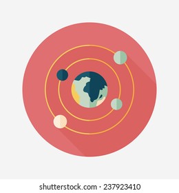 Space planet flat icon with long shadow,eps10