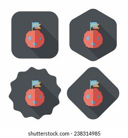 Space planet flat icon with long shadow,eps10