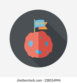 Space planet flat icon with long shadow,eps10