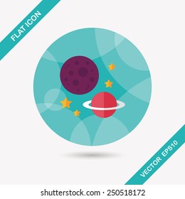 Space planet flat icon with long shadow,eps10