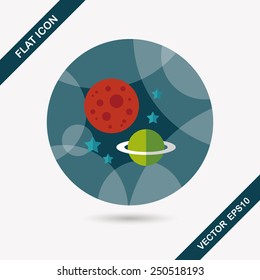 Space planet flat icon with long shadow,eps10