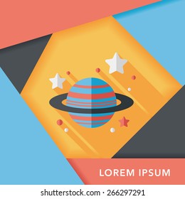 Space planet flat icon with long shadow,eps10