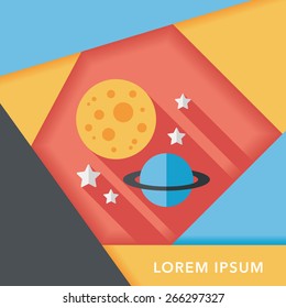Space planet flat icon with long shadow,eps10