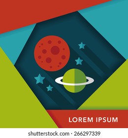 Space planet flat icon with long shadow,eps10