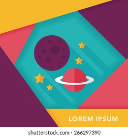Space planet flat icon with long shadow,eps10
