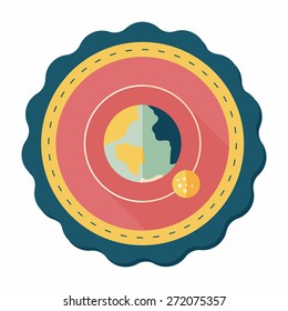Space planet flat icon with long shadow,eps10