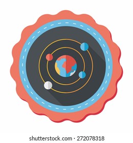 Space planet flat icon with long shadow,eps10