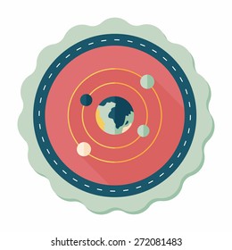 Space planet flat icon with long shadow,eps10