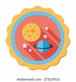 Space planet flat icon with long shadow,eps10