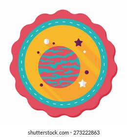 Space planet flat icon with long shadow,eps10