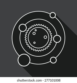 Space planet flat icon with long shadow, line icon