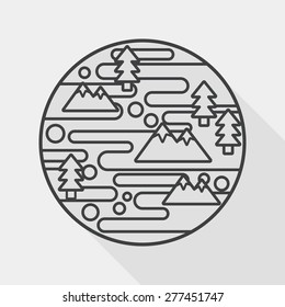 Space planet flat icon with long shadow, line icon