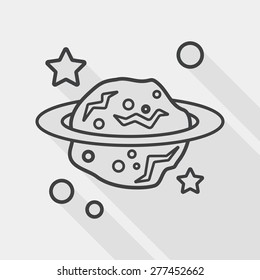 Space planet flat icon with long shadow, line icon