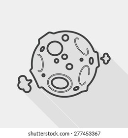 Space planet flat icon with long shadow, line icon