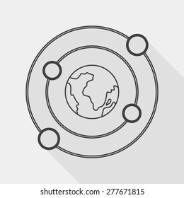 Space planet flat icon with long shadow, line icon