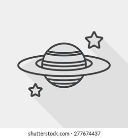 Space planet flat icon with long shadow, line icon