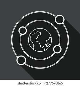 Space planet flat icon with long shadow, line icon