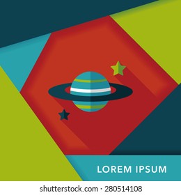 Space planet flat icon with long shadow,eps10