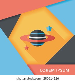 Space planet flat icon with long shadow,eps10