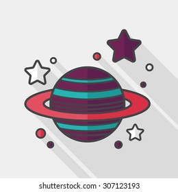 Space planet flat icon with long shadow,eps10