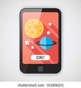 Space planet flat icon with long shadow,eps10