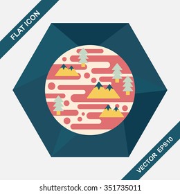 Space planet flat icon with long shadow,eps10