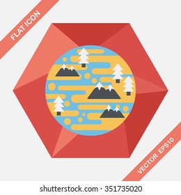 Space planet flat icon with long shadow,eps10