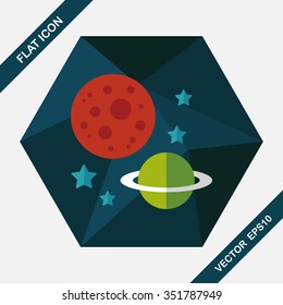 Space planet flat icon with long shadow,eps10